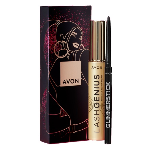 [1525653] AVON LASH GENIOUS GIFTSET (Glimmerstick blackest black + 5in1 Mascara)